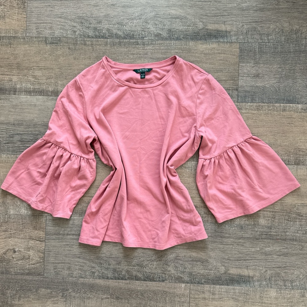 Ralph Lauren Women's Pink Bell Sleeve Blouse
